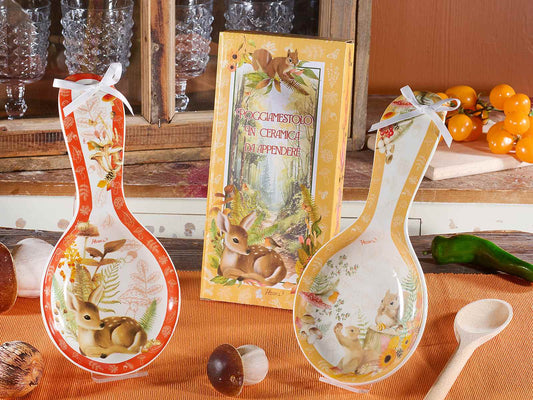 Poggiamestolo in ceramica cerbiatto con scatola