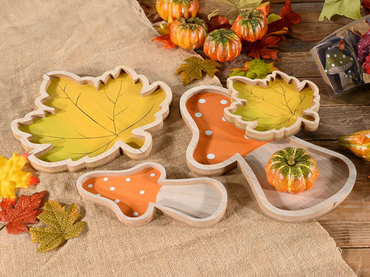 Vassoi fungo in legno set 2 pezzi