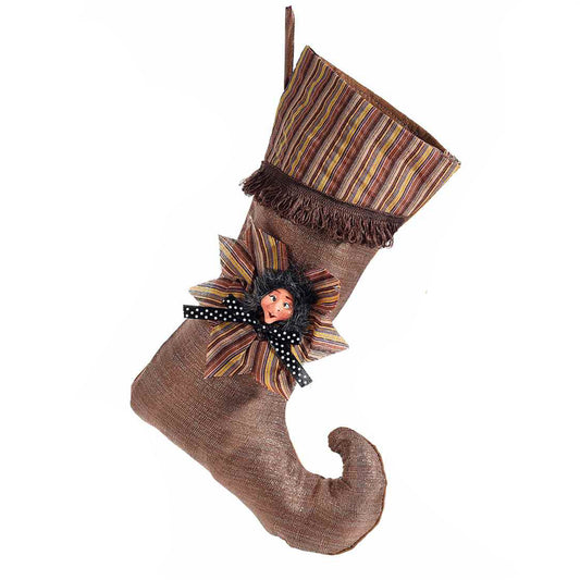 Calza befana in resina marrone