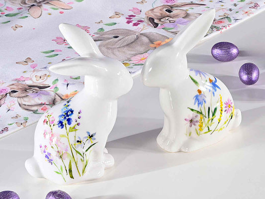 Coniglio in porcellana con fiori