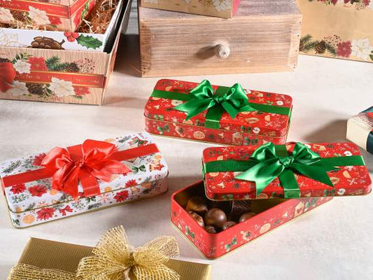 Scatola regalo in latta con fiocco