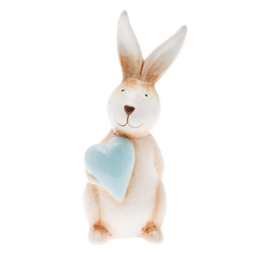 Coniglietto in ceramica maxi cuore azzurro