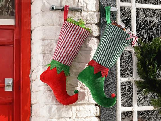 Calza elfo rossa in feltro maxi