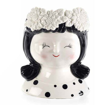 Vaso donna con fiori in porcellana