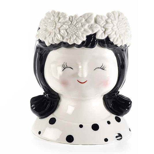 Vaso donna con fiori in porcellana