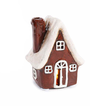 Casetta in terracotta con luce led marrone