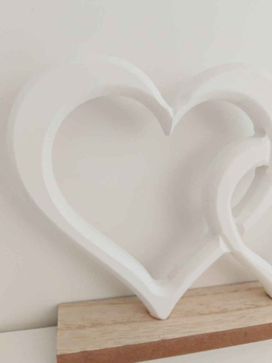 Coppia cuori bianchi d'appoggio