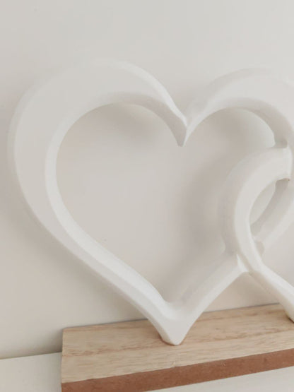 Coppia cuori bianchi d'appoggio - Best Moment Decor