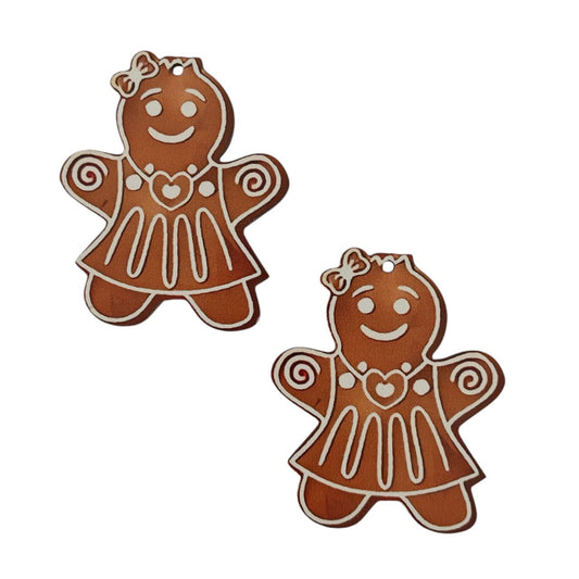 Addobbo albero pan di zenzero in legno set 2 pezzi