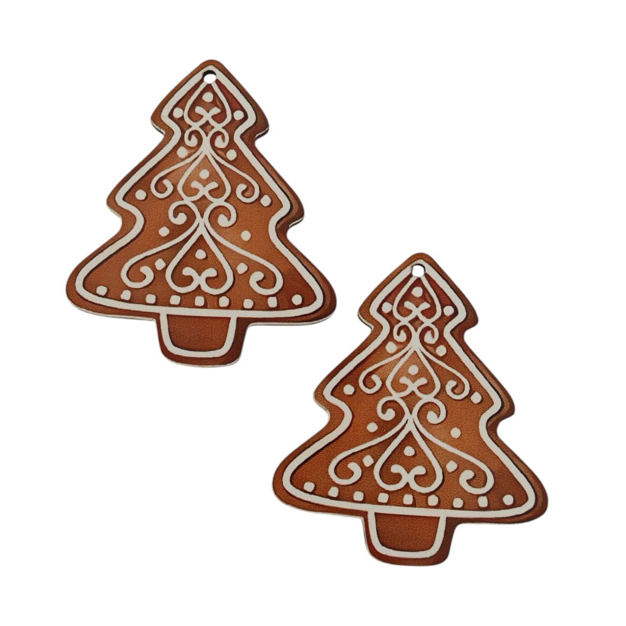 Addobbo albero pan di zenzero in legno set 2 pezzi