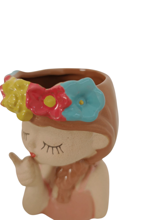 Vaso volti fiori multicolor