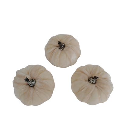 Zucche in velluto panna set 3 pezzi