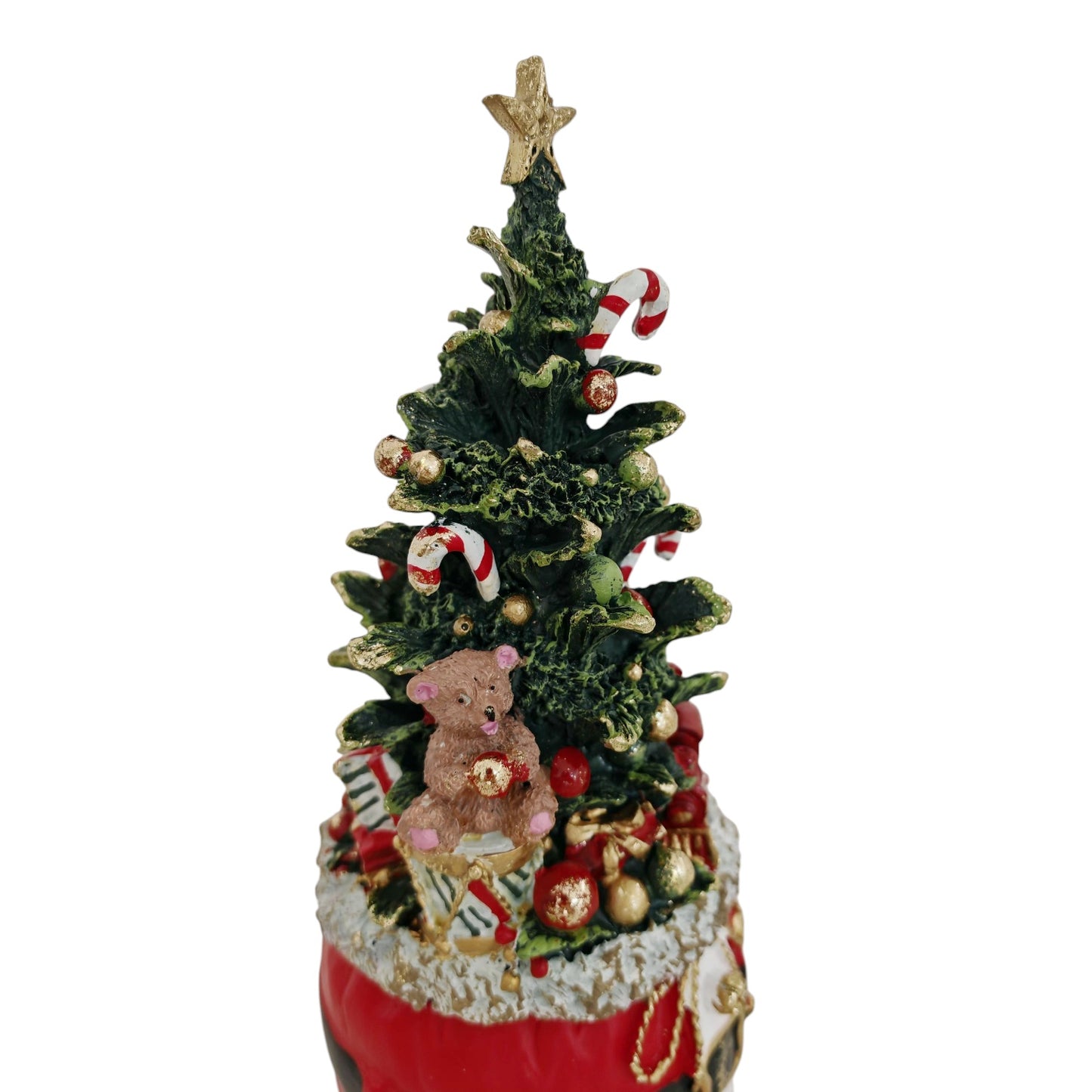 Decorazione d'appoggio albero con orso e regali