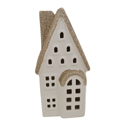 Casetta ceramica oro glitter con luce led