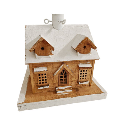 Base albero casa in legno con luce led