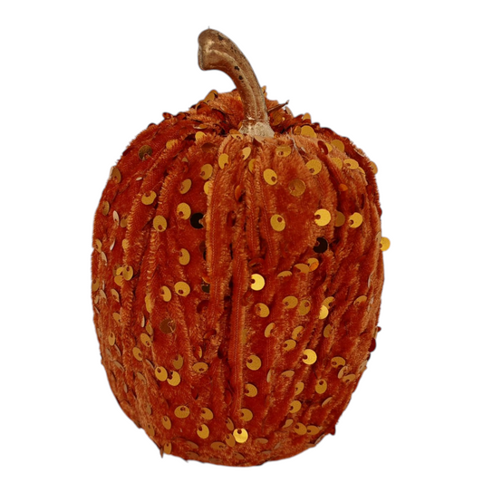 Zucca decorativa media in velluto con paillettes