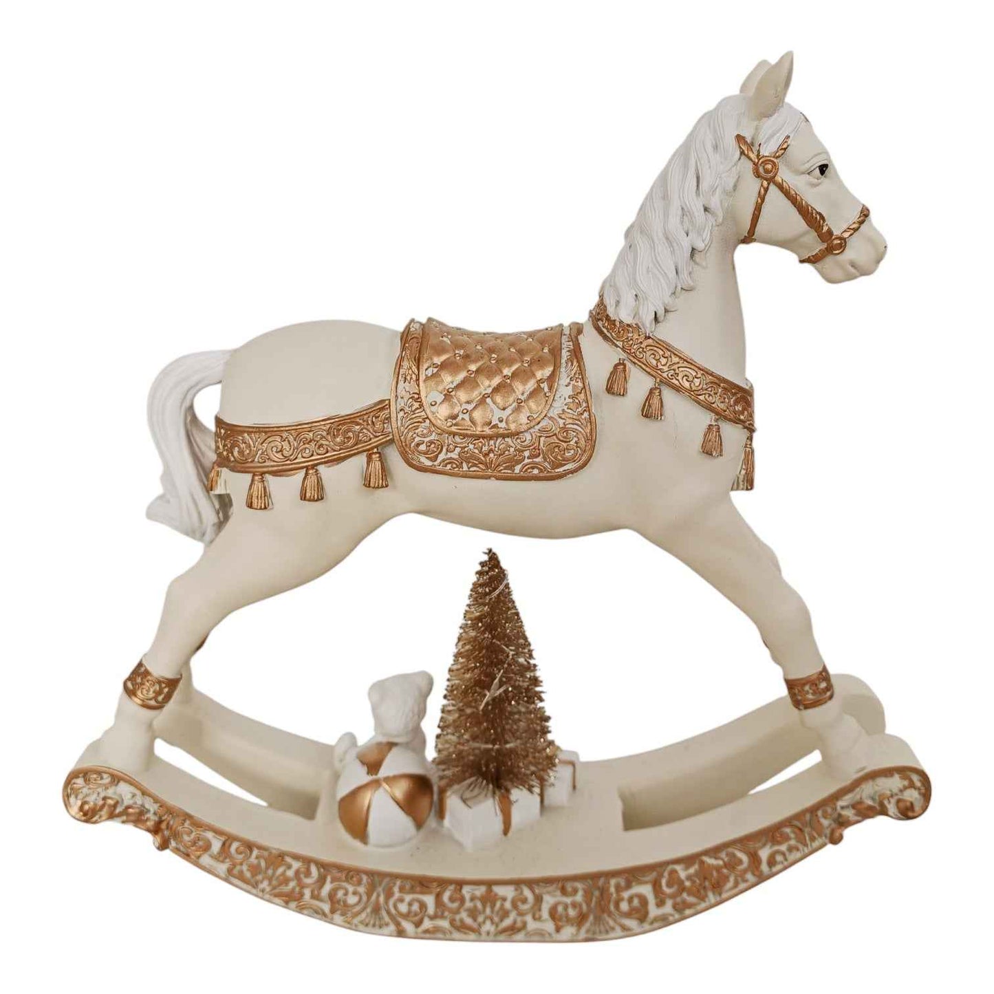 Cavallo a dondolo maxi con luce led bianco e oro