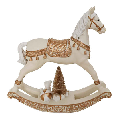 Cavallo a dondolo maxi con luce led bianco e oro