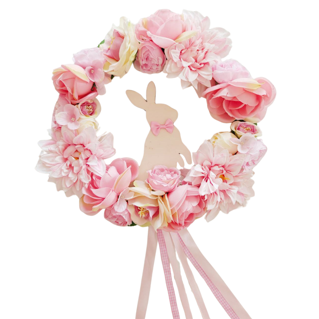 Ghirlanda in legno con fiori rosa - Best Moment Decor