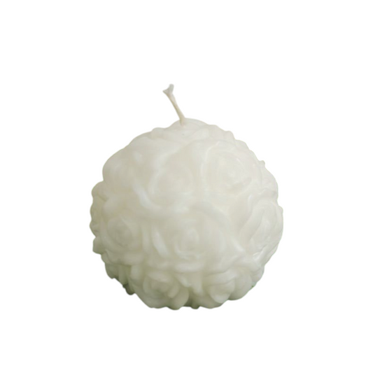 Candela sfera di rose bianca