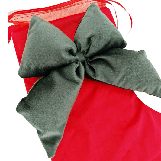 Calza in velluto con fiocco verde