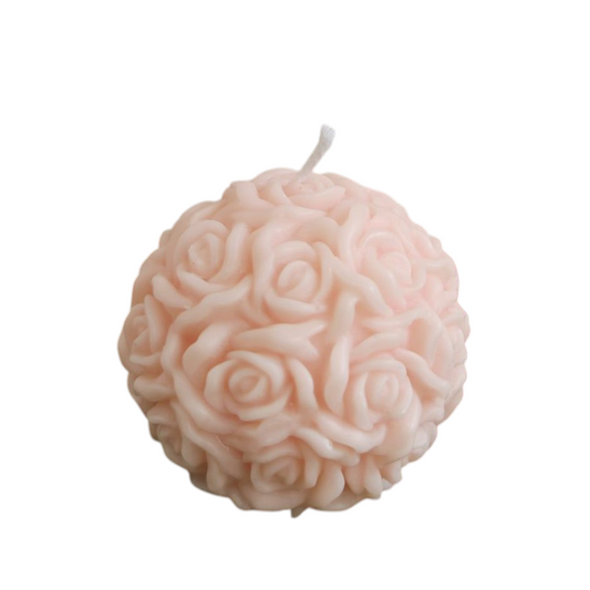 Candela sfera di rose rosa