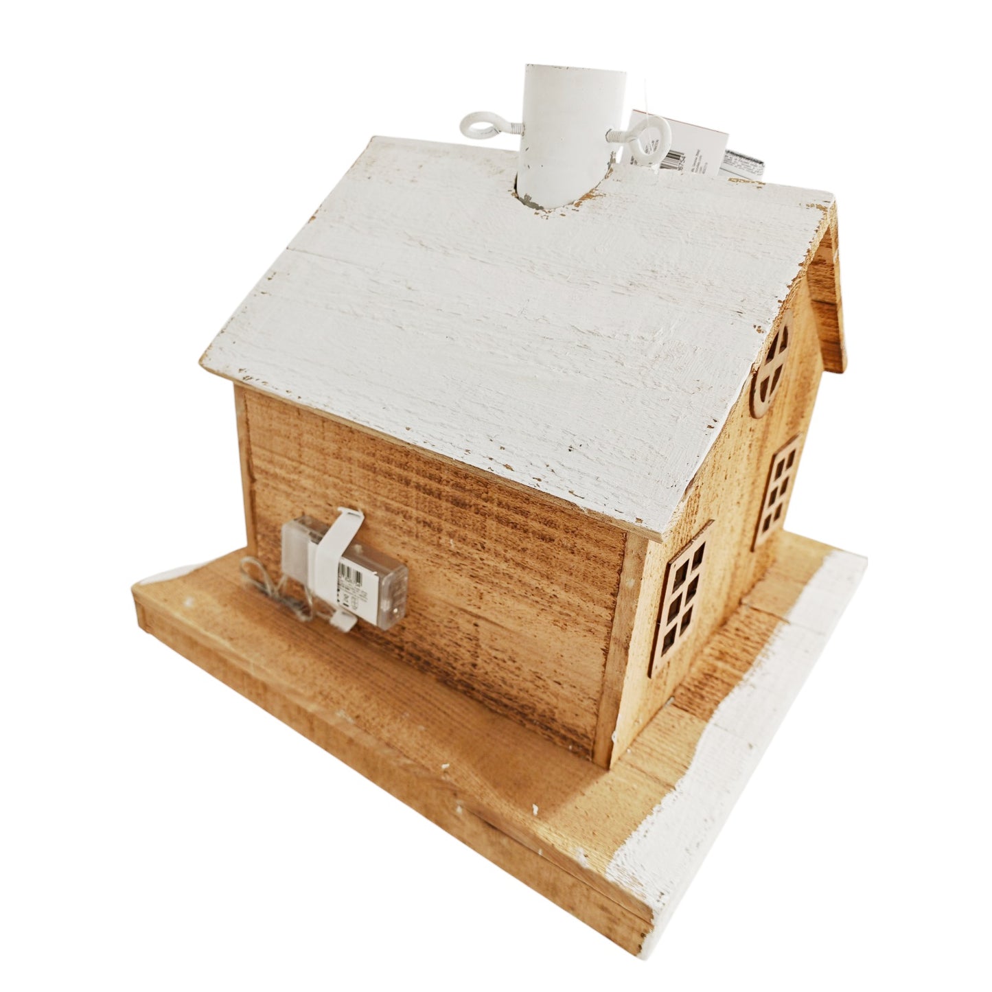 Base albero casa in legno con luce led