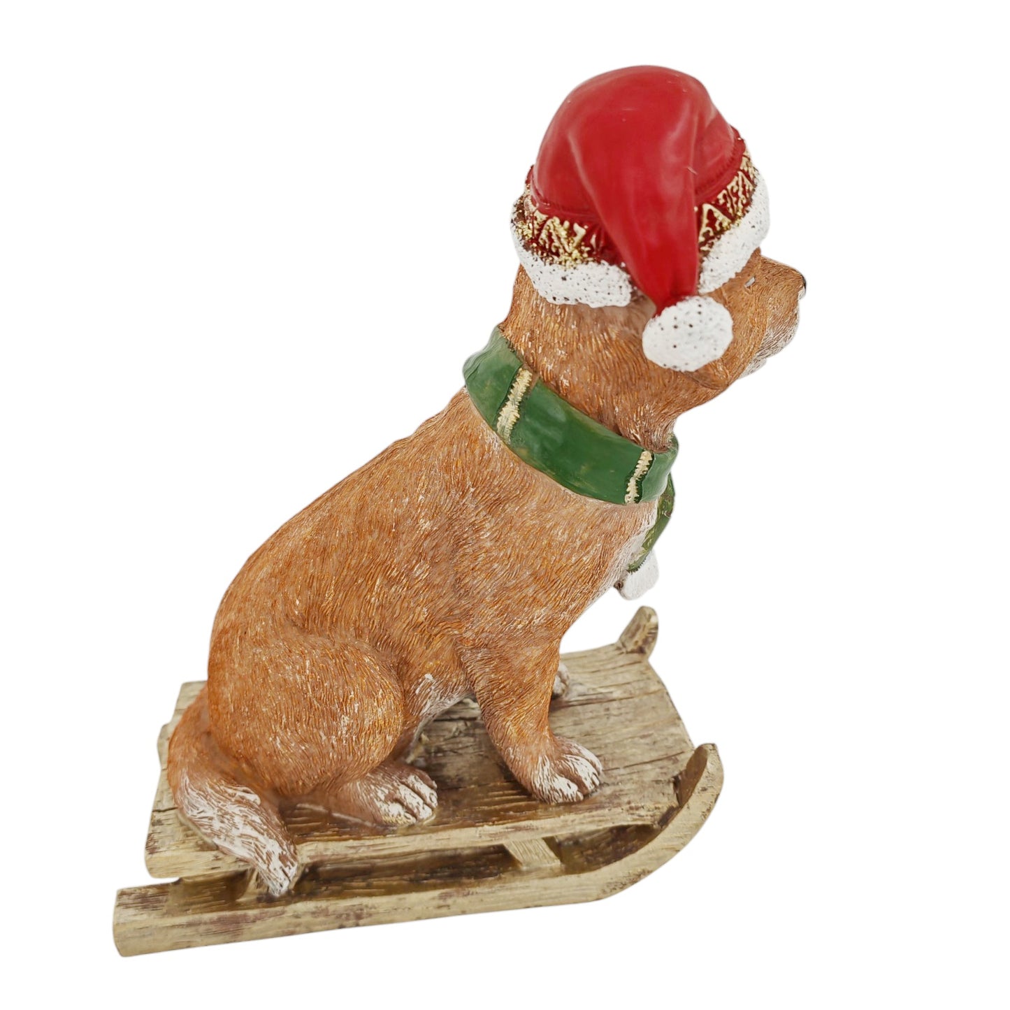 Cagnolino d'appoggio su slitta rosso