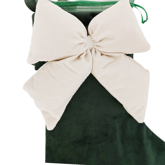 Calza in velluto con fiocco panna