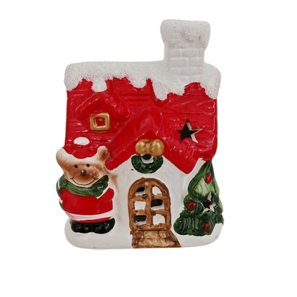 Casetta con renna e luce led