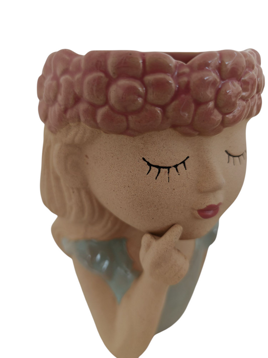 Vaso volto fiori rosa