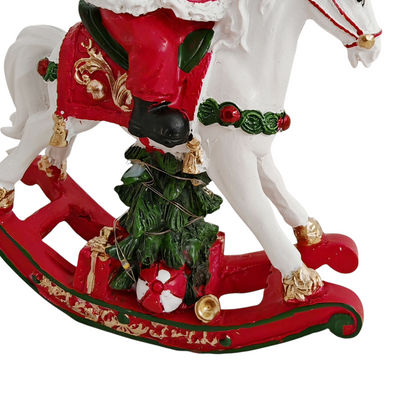 Cavallo a dondolo con Babbo Natale e luci led
