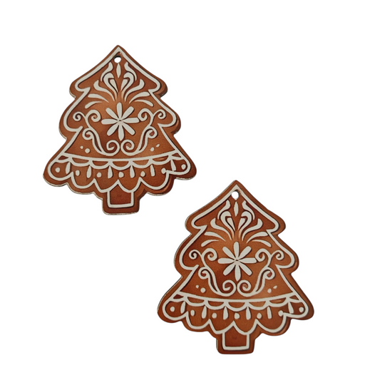 Addobbo pan di zenzero in legno set 2 pezzi