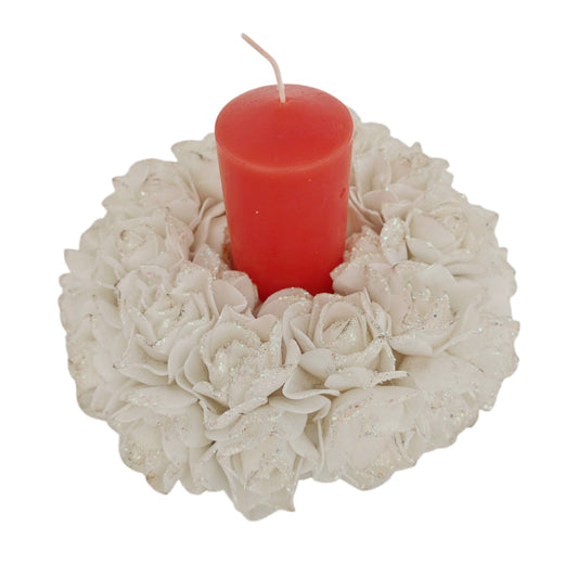 Portacandela rose bianche