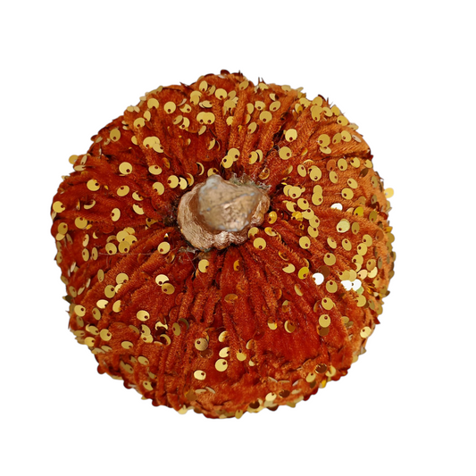 Zucca decorativa in velluto con paillettes
