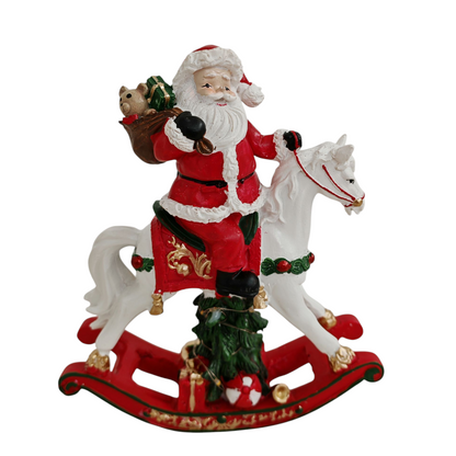 Cavallo a dondolo con Babbo Natale e luci led