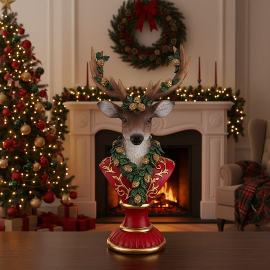 Busto cervo vintage con decori oro