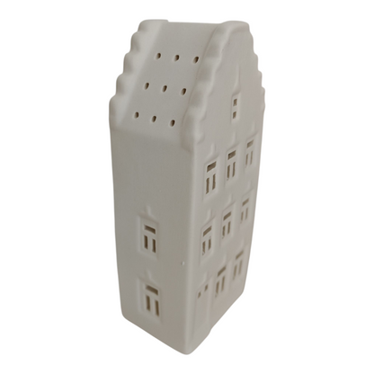 Portacandela casetta bianca in terracotta