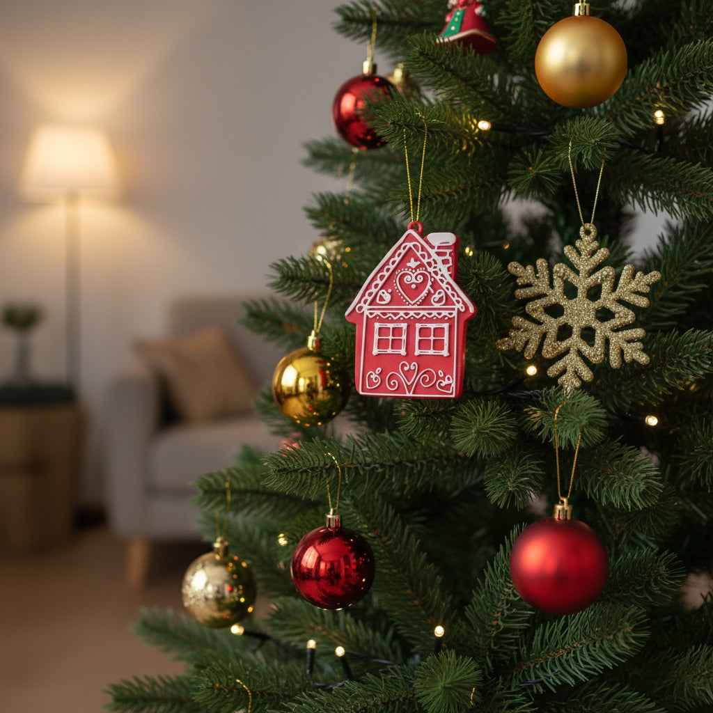 Addobbo casa pan di zenzero rosso e bianco