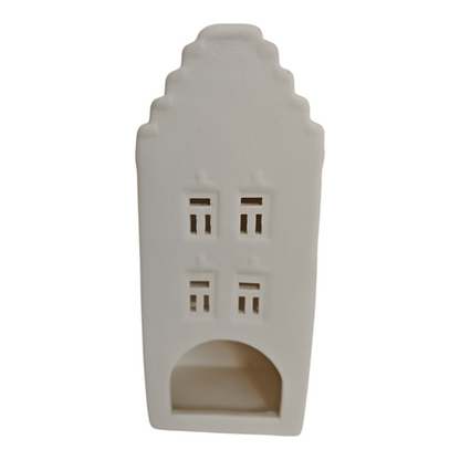 Portacandela casetta bianca in terracotta