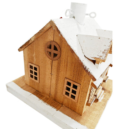 Base albero casa in legno con luce led