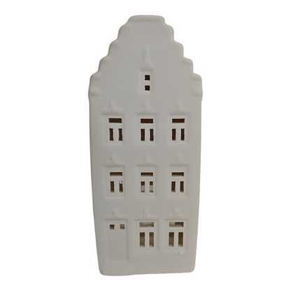 Portacandela casetta bianca in terracotta