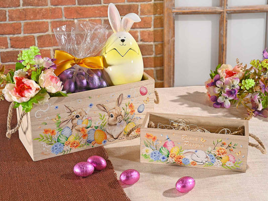 Cestini in legno set 2 pezzi bunny