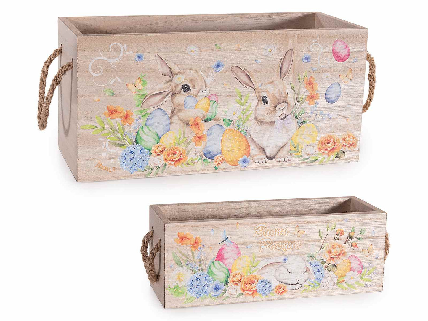 Cestini in legno set 2 pezzi bunny