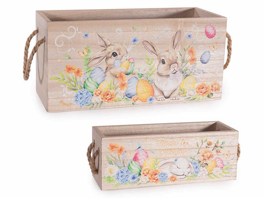 Cestini in legno set 2 pezzi bunny