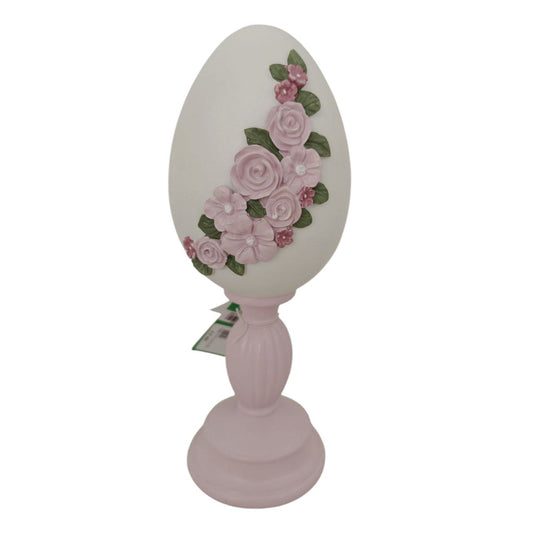 Uovo fiori lilla in resina maxi