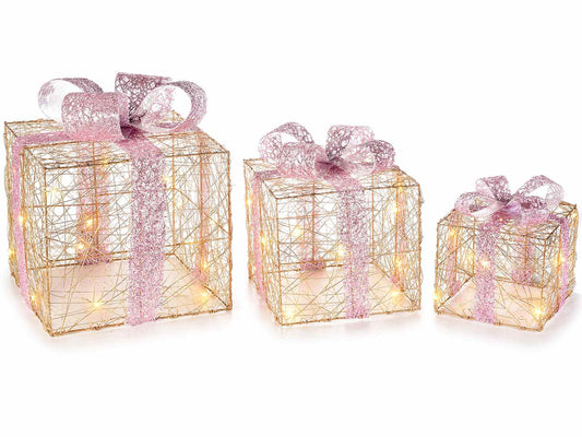 Pacchi luminosi rosa e oro 3 pezzi
