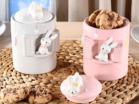 Barattolo coniglio finestra grigio