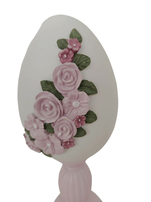 Uovo fiori lilla in resina maxi